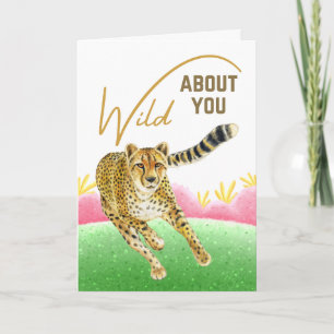 Carte Guépard de printemps prairie de la Saint-Valentin 