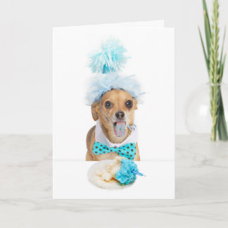Carte Guilty Dog Eating Birthday Cake Greeting Card