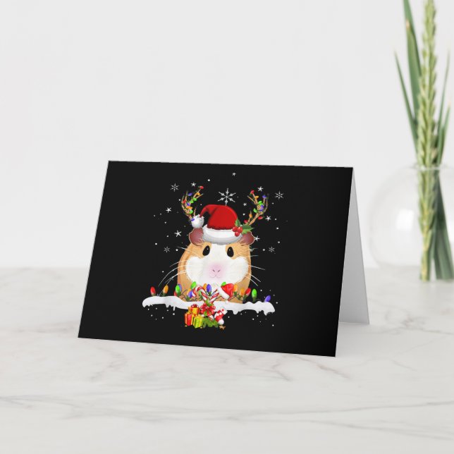 Carte Guinea Pig Christmas Reindeer Christmas Lights (Devant)