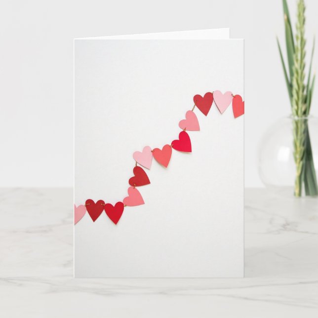 Carte Guirlande de Cœurs Minimaliste (Devant)