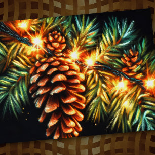 Carte Guirlande de Noël Pastel Fête de Noël Cône de Pin