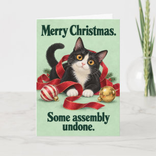 Carte Guirlande emmêlée Chat drôle de Noël