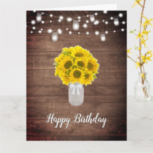 Carte Guirlande lumineuse tournesols rustiques avec pot 