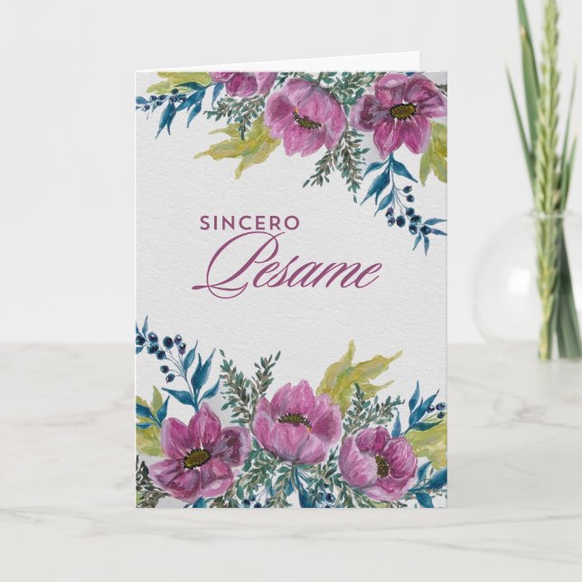 Carte Guirnalda de Anémonas Rosas Tarjeta de Condolencia (Devant)