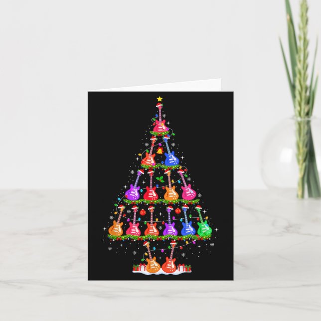 Carte Guitar Christmas Tree Lights Funny Xmas Pajamas Gu (Devant)