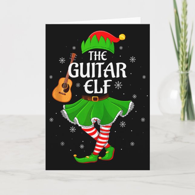 Carte Guitar Elf Christmas Family Girls Women Elf Squad  (Devant)