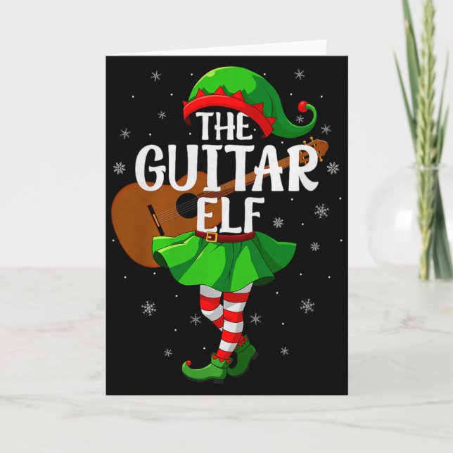 Carte Guitar Elf Christmas Girls Women Elf Squad Xmas Fa (Devant)