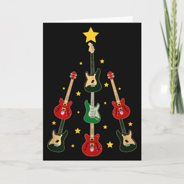 Carte Guitar Xmas Tree Musical Guitar Lovers Guitarist C (Devant)