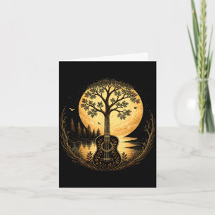 Carte Guitare acoustique arbre au clair de lune par le l