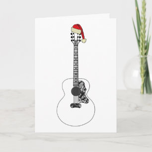 Carte Guitare acoustique de Noël Art drôle musique festi