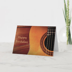 Carte Guitare acoustique en bois Joyeux anniversaire