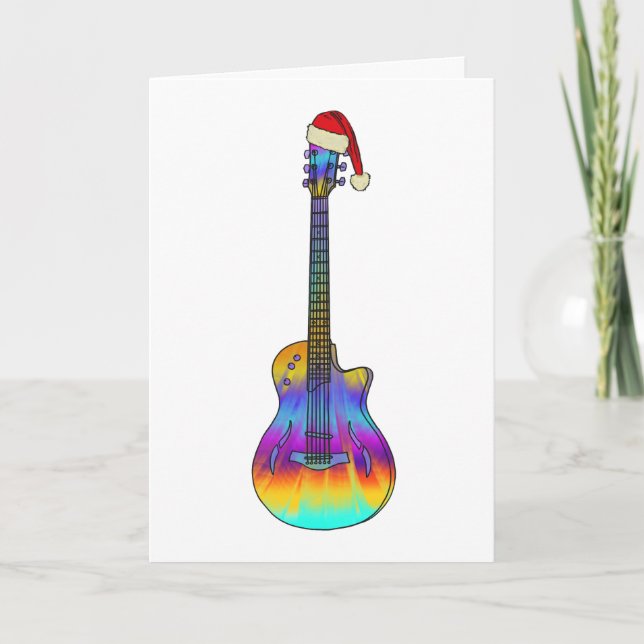Carte Guitare de Noël cool Psychédélique (Devant)