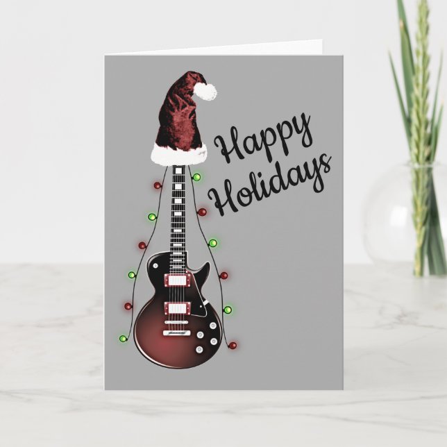 Carte Guitare de Noël Rocker Musicien de vacances Guitar (Devant)