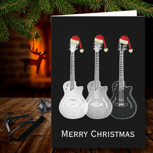 Carte Guitare de Noël Simple Noir et blanc