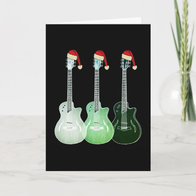 Carte Guitare électrique de Noël Père Noël (Devant)