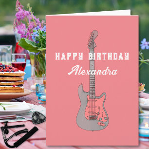 Carte Guitare électrique Guitare rose Filles Guitariste 