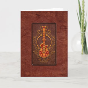 Carte Guitare en cuir rouge complexe