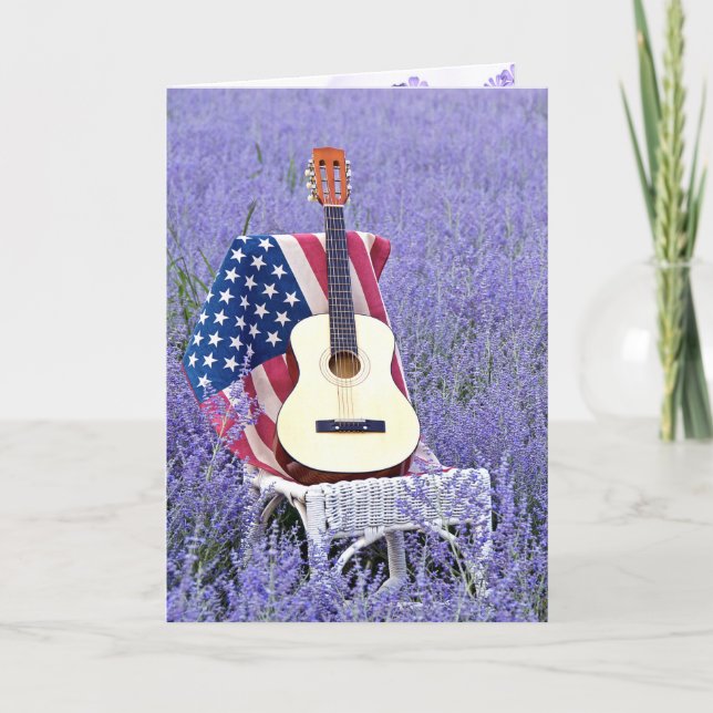 Carte Guitare et drapeau sur l'amitié des chaises (Devant)