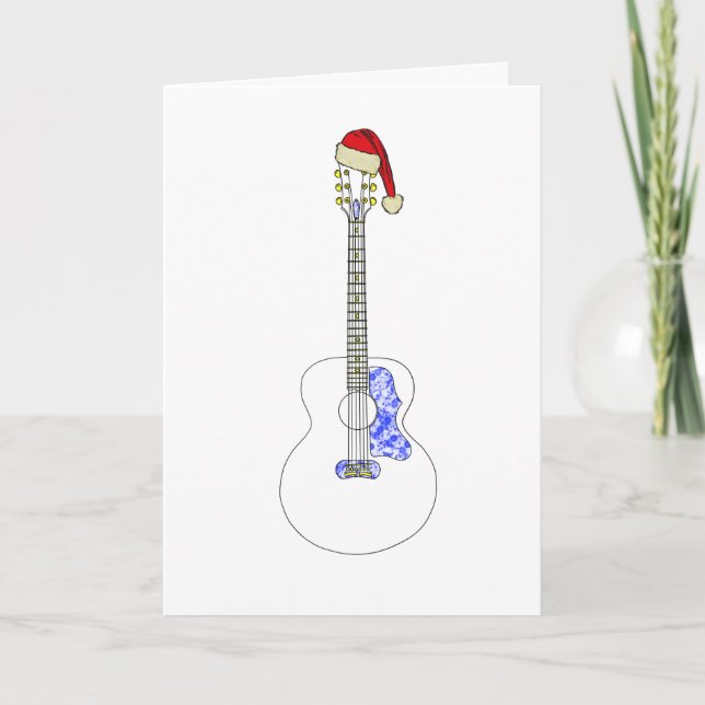 Carte Guitare Joyeux Noël Dessin minimaliste (Devant)