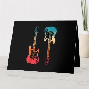 Carte Guitare Rétro Guitariste Guitare Basse Électrique