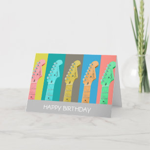 Carte Guitare rétro pastel musique moderne anniversaire