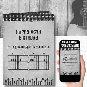 Carte Guitare Rockstar pour 80e Anniversaire Vieillie à