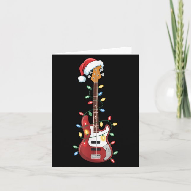Carte Guitare Santa Hat lumières de Noël B Joueur Guitar (Devant)