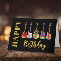 Guitares colorées Joyeux anniversaire