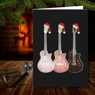 Carte Guitares électriques de Noël vintage festif rétro
