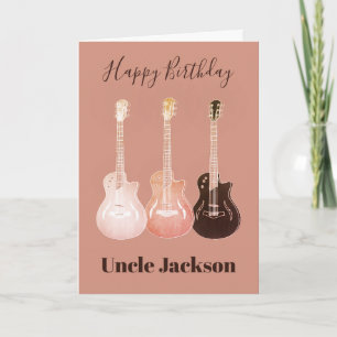 Carte Guitares Rustiques Rock n Roll Nom de l'Oncle