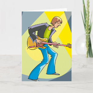 Carte Guitariste Rock Musicien Style 70