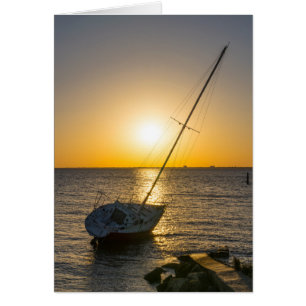 Carte Gulf Breeze Sunset Sailboat Shipwreck