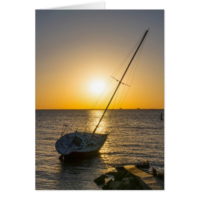 Carte Gulf Breeze Sunset Sailboat Shipwreck (Devant)