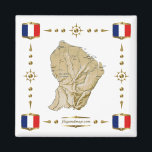 Carte Guyane   Magnet des drapeaux<br><div class="desc">Cette conception comprend une carte Guyane à l'intérieur d'une frontière avec le drapeau national. Le design fonctionne le mieux sur les magnets carrés. Vous pouvez ajouter votre propre texte/graphique à l'aide de la fonction "Customiser !". © 2010 FlagAndMap. Carte dérivée des images à l'adresse suivante : http://www.lib.utexas.edu/maps/</div>