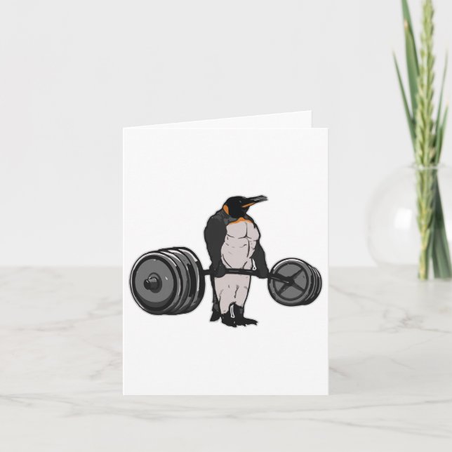 Carte Gym de levage de pingouin levage de poids (Devant)
