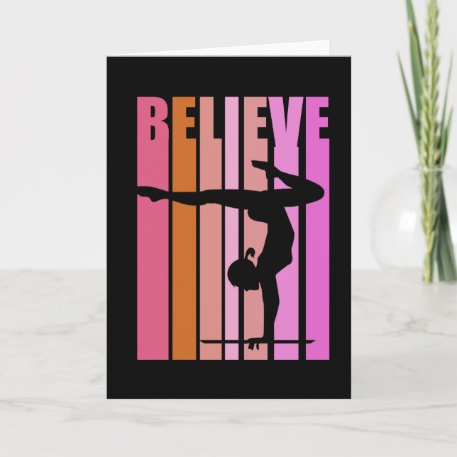 Carte Gym Gymnastique Filles Handstand Rose (Devant)