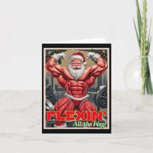 Carte Gym Musculaire Père Noël Flexin Tout Le Chemin Pom