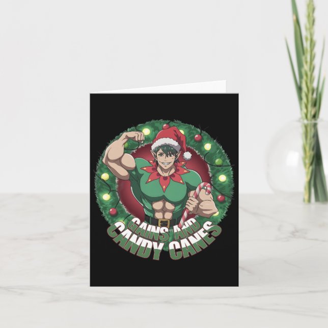 Carte Gymnase Pour Elfe De Noël Drôle Gains Et Candy Ca (Devant)