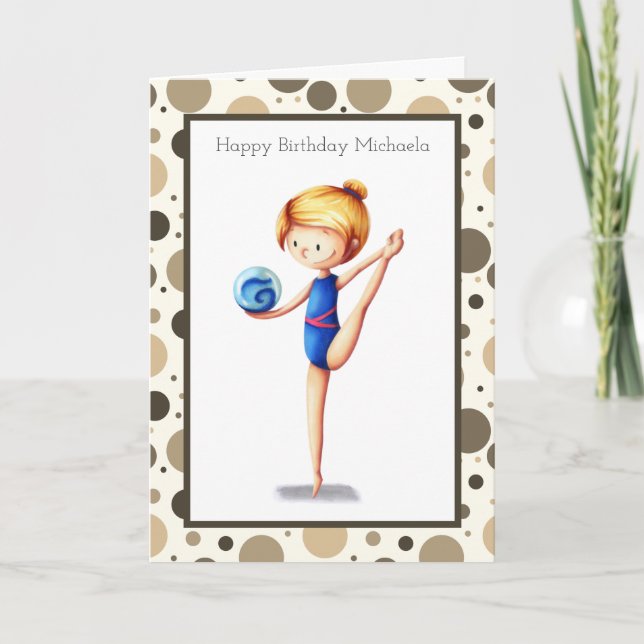 Carte Gymnaste rythmique mignonne avec Ball Joyeux anniv (Devant)