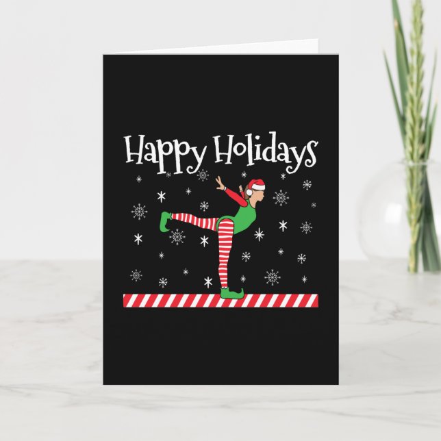 Carte Gymnastique Féminine Elf de Noël (Devant)