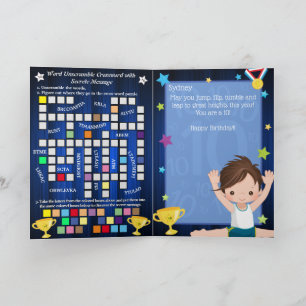 Carte Gymnastique Garçons Message Secret Joyeux Annivers