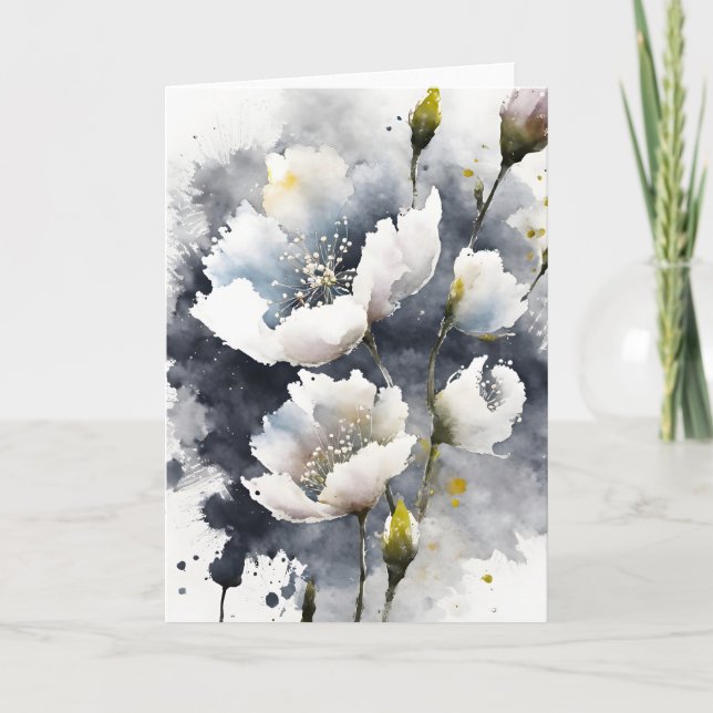 Carte Gypsophile - Fleurs aquarelle (Devant)