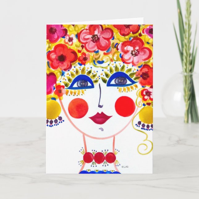 Carte Gypsy Garden Girl Primavera - Note Card (Devant)