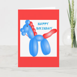 CARTE "H"HEUREUX ANNIVERSAIRE" BALLOON HORSE