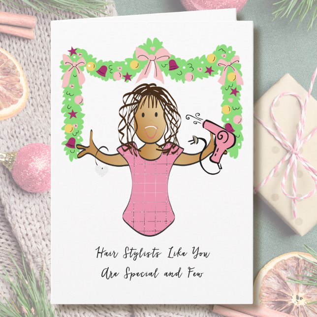 Carte Hairdresser Cartoon Ethnic Thank You from Customer (Créateur téléchargé)