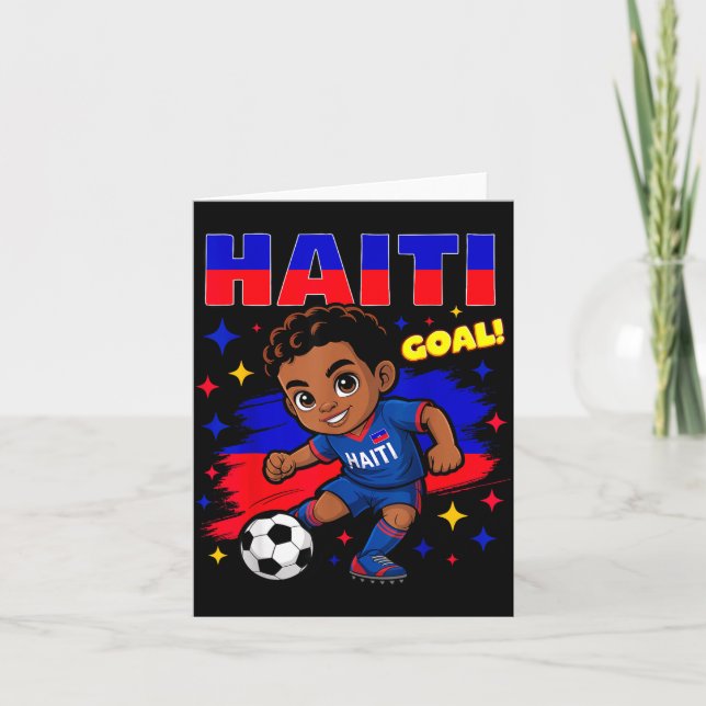 Carte Haiti Soccer Kid Haitian Flag Soccer Player Footba (Devant)
