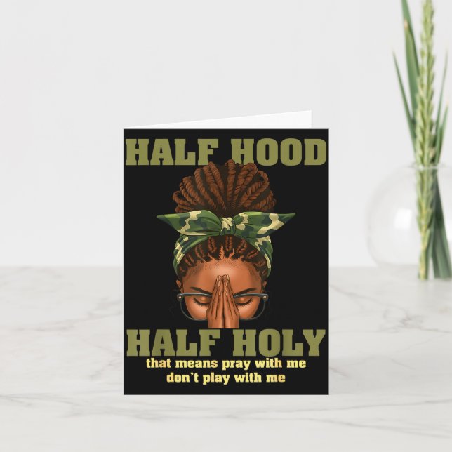 Carte Half Hood Half Holy Pray Christian African Afro Bl (Devant)