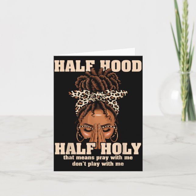 Carte Half Hood Half Holy Pray Christian African Afro Bl (Devant)
