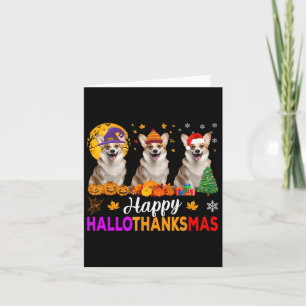 Carte Hallothanksmans de Noël de Corgi Dog Halloween