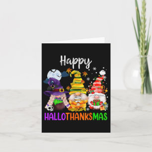 Carte Hallothanksmas Gnomes Halloween Thanksgiving Joyeu